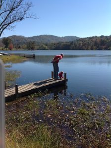 Seth and Ezra looking for fish