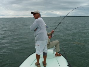Captain Perez and Larry LaFleur Hooked Up To Big Tarpon In The 26 Foot Hole
